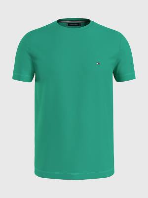 Koszulki Tommy Hilfiger Plus Stretch Organic Bawełniane Slim Fit Męskie Zielone | TH321LVQ