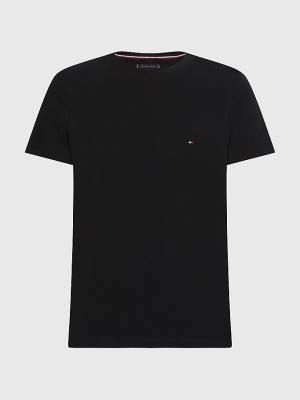 Koszulki Tommy Hilfiger Plus Stretch Organic Bawełniane Slim Fit Męskie Czarne | TH571CQN