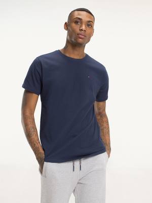 Koszulki Tommy Hilfiger Regular Fit Crew Męskie Niebieskie | TH086UYZ