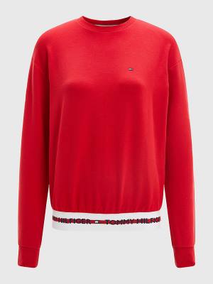 Koszulki Tommy Hilfiger Repeat Logo Sweatshirt Damskie Czerwone | TH097HFO