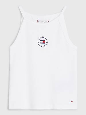 Koszulki Tommy Hilfiger Rib-Knit Tank Top Dziewczynka Białe | TH241VFK