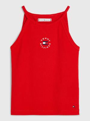 Koszulki Tommy Hilfiger Rib-Knit Tank Top Dziewczynka Czerwone | TH742VYM