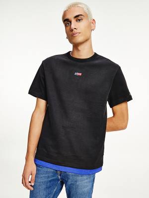 Koszulki Tommy Hilfiger Signature Graphic Męskie Czarne | TH293ORQ