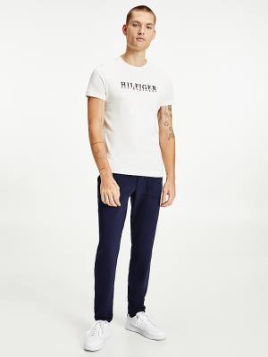 Koszulki Tommy Hilfiger Signature Organic Bawełniane Graphic Logo Męskie Białe | TH074QDR