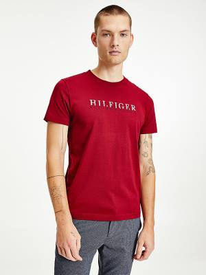 Koszulki Tommy Hilfiger Signature Organic Bawełniane Graphic Logo Męskie Czerwone | TH605QTC