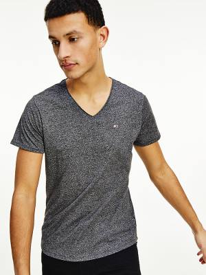 Koszulki Tommy Hilfiger Slim Fit V-Neck Męskie Czarne | TH325KWJ