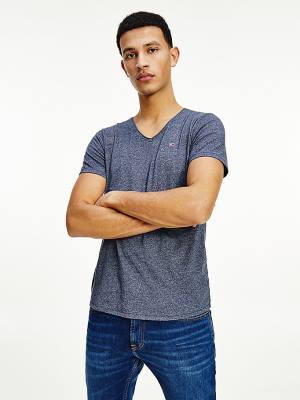 Koszulki Tommy Hilfiger Slim Fit V-Neck Męskie Niebieskie | TH578FWA