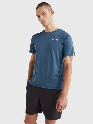 Koszulki Tommy Hilfiger Sportowe Essential Slim Fit Treningowe Męskie Niebieskie | TH182OAP