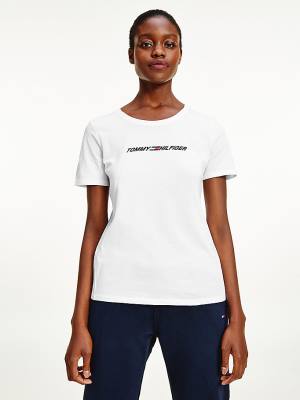 Koszulki Tommy Hilfiger Sportowe Graphic Damskie Białe | TH451XMT