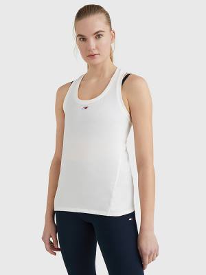 Koszulki Tommy Hilfiger Sportowe Organic Bawełniane Tank Top Damskie Białe | TH123CFU