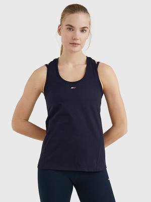 Koszulki Tommy Hilfiger Sportowe Organic Bawełniane Tank Top Damskie Niebieskie | TH586ICO