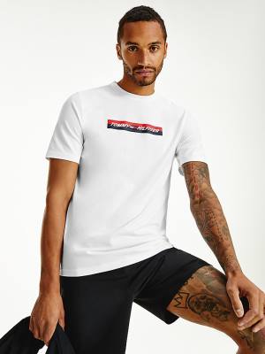 Koszulki Tommy Hilfiger Sportowe Organic Jersey Męskie Białe | TH925KLZ