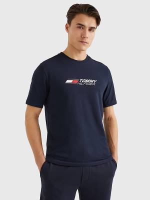 Koszulki Tommy Hilfiger Sportowe TH Cool Essential Męskie Niebieskie | TH123RKE