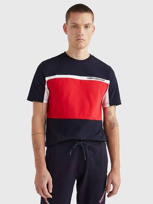 Koszulki Tommy Hilfiger Sportowe TH Cool Colour-Blocked Męskie Niebieskie | TH429PHC