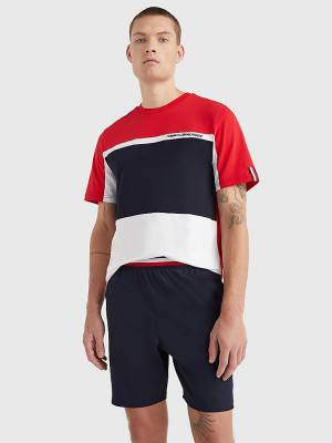 Koszulki Tommy Hilfiger Sportowe TH Cool Colour-Blocked Męskie Białe | TH604GOD