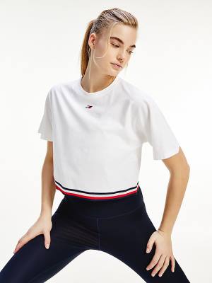 Koszulki Tommy Hilfiger Sportowe TH Cool Relaxed Organic Bawełniane Damskie Białe | TH826YBK