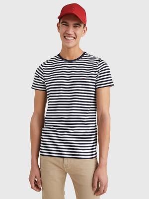 Koszulki Tommy Hilfiger Stretch Organic Bawełniane Slim Fit Męskie Niebieskie | TH379PXC