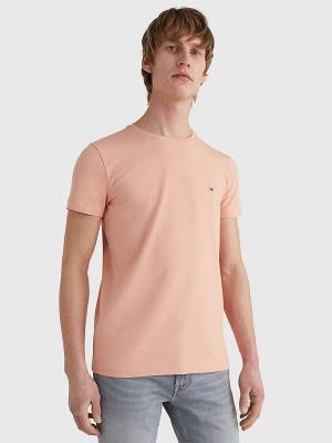 Koszulki Tommy Hilfiger Stretch Organic Bawełniane Slim Fit Męskie Pomarańczowe | TH421FMT