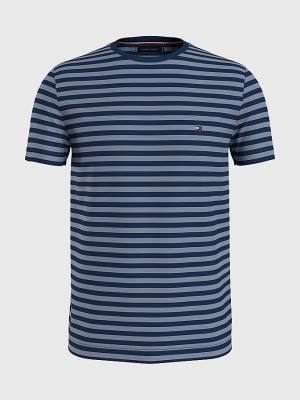 Koszulki Tommy Hilfiger Stretch Organic Bawełniane Slim Fit Męskie Niebieskie | TH592OXH