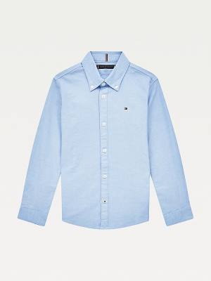 Koszulki Tommy Hilfiger Stretch Oxford Bawełniane Shirt Dziewczynka Niebieskie | TH254QZI