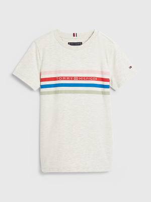 Koszulki Tommy Hilfiger Stripe Logo Chłopięce Białe | TH630UEJ