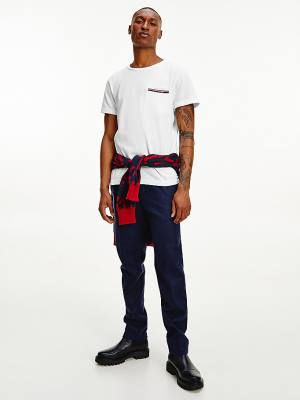 Koszulki Tommy Hilfiger TH Flex Signature Detailing Męskie Białe | TH273URM