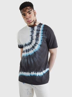 Koszulki Tommy Hilfiger Tie Dye Organic Bawełniane Męskie Czarne | TH860OIG