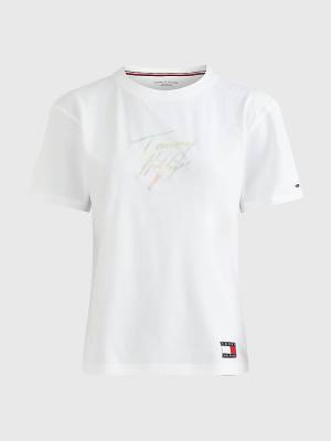 Koszulki Tommy Hilfiger Tommy 85 Pastel Logo Damskie Białe | TH082CHQ