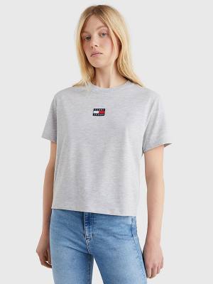 Koszulki Tommy Hilfiger Tommy Badge Crew Neck Damskie Szare | TH590RIQ