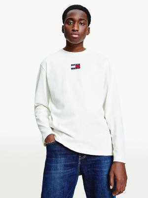 Koszulki Tommy Hilfiger Tommy Badge Long Sleeve Męskie Białe | TH061YHB