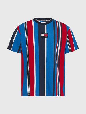 Koszulki Tommy Hilfiger Tommy Badge Stripe Męskie Czerwone | TH602TXP