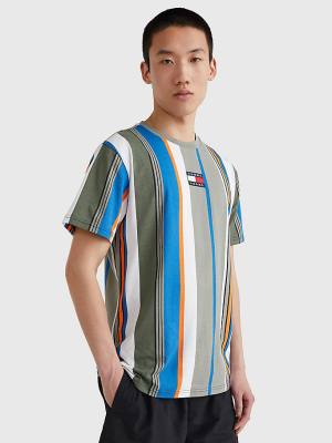 Koszulki Tommy Hilfiger Tommy Badge Stripe Męskie Szare | TH703DHM