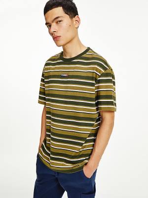 Koszulki Tommy Hilfiger Tonal Stripe Męskie Zielone | TH472NBJ