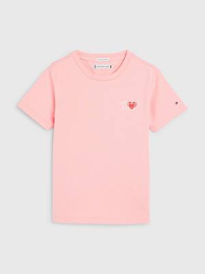 Koszulki Tommy Hilfiger Valentines Heart Print Dziewczynka Różowe | TH910GMC