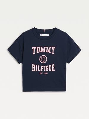 Koszulki Tommy Hilfiger Varsity Dziewczynka Niebieskie | TH370QIX