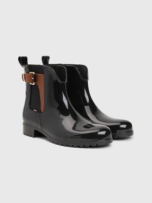 Kozaki Tommy Hilfiger Buckled Ankle Wellies Damskie Czarne | TH973GCZ