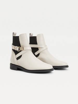 Kozaki Tommy Hilfiger Buckled Skórzane Ankle Damskie Beżowe | TH721YKJ