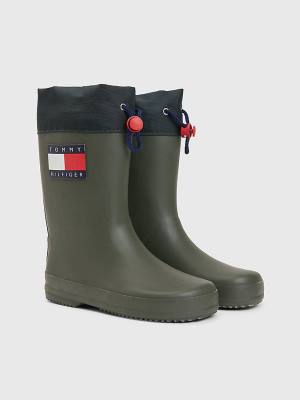 Kozaki Tommy Hilfiger Flag Toggle Rain Chłopięce Zielone | TH547IKM