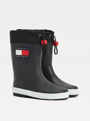 Kozaki Tommy Hilfiger Flag Toggle Rain Dziewczynka Czarne | TH369HEU