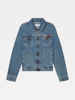 Kurtki Tommy Hilfiger Adaptive Denim Trucker Damskie Niebieskie | TH014VQP