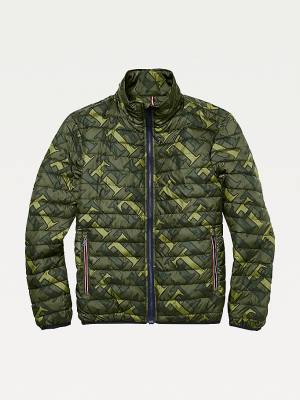 Kurtki Tommy Hilfiger Adaptive Monogram Puffer Męskie Zielone | TH456CJM