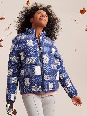 Kurtki Tommy Hilfiger Adaptive Print Puffer Damskie Niebieskie | TH237ABL