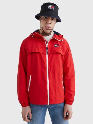 Kurtki Tommy Hilfiger Chicago Windbreaker Męskie Czerwone | TH160KOD