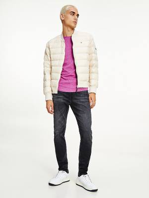 Kurtki Tommy Hilfiger Down Recycled Quilted Bomber Męskie Beżowe | TH941WCB