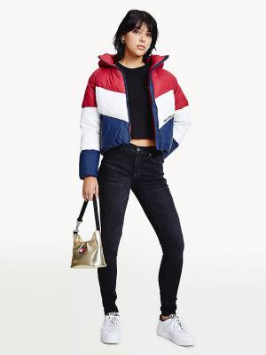 Kurtki Tommy Hilfiger Essential Down Chevron Puffer Damskie Czerwone | TH805RVS