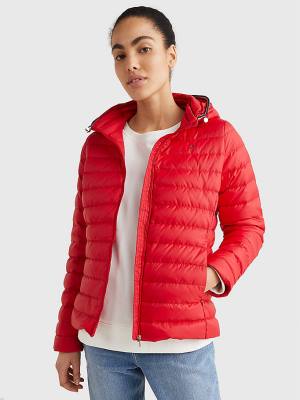 Kurtki Tommy Hilfiger Essential Removable Hood Down Damskie Czerwone | TH714DXT