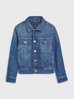 Kurtki Tommy Hilfiger Faded Denim Trucker Chłopięce Denim | TH582RBN