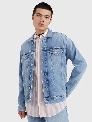 Kurtki Tommy Hilfiger Faded Trucker Męskie Denim | TH218MHE