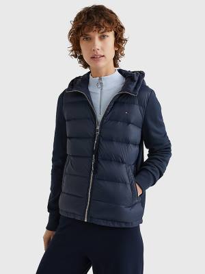 Kurtki Tommy Hilfiger Knit Mix Down-Filled Damskie Niebieskie | TH013CLA