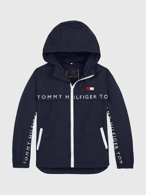 Kurtki Tommy Hilfiger Logo Tape Chicago Windbreaker Dziewczynka Niebieskie | TH965HRY